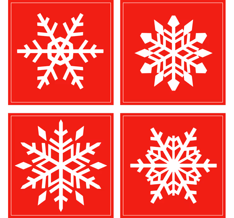 Untersetzer Weihnachten Rote schneeflocken - TenStickers