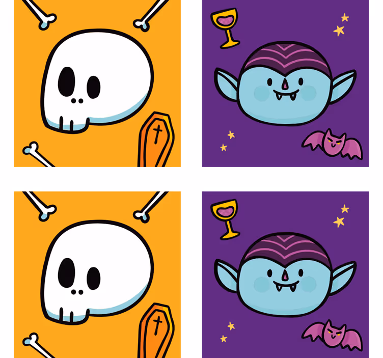 Untersetzer halloween lustige vampir schädel gesichter - TenStickers