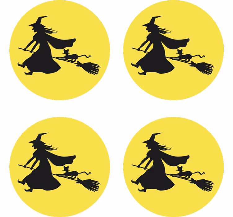 Untersetzer halloween hexe auf besen - TenStickers