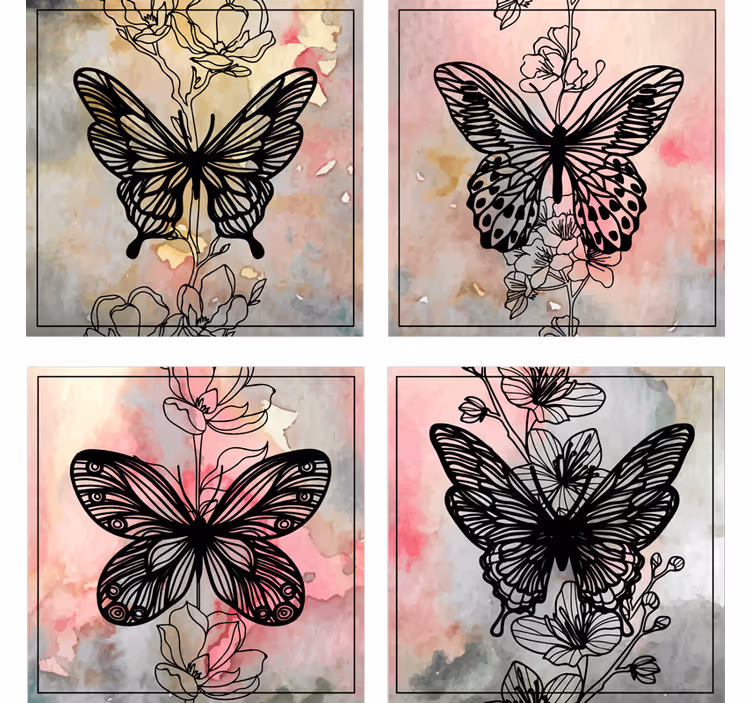 Untersetzer modern mit elegantem schmetterlingsmotiv - TenStickers