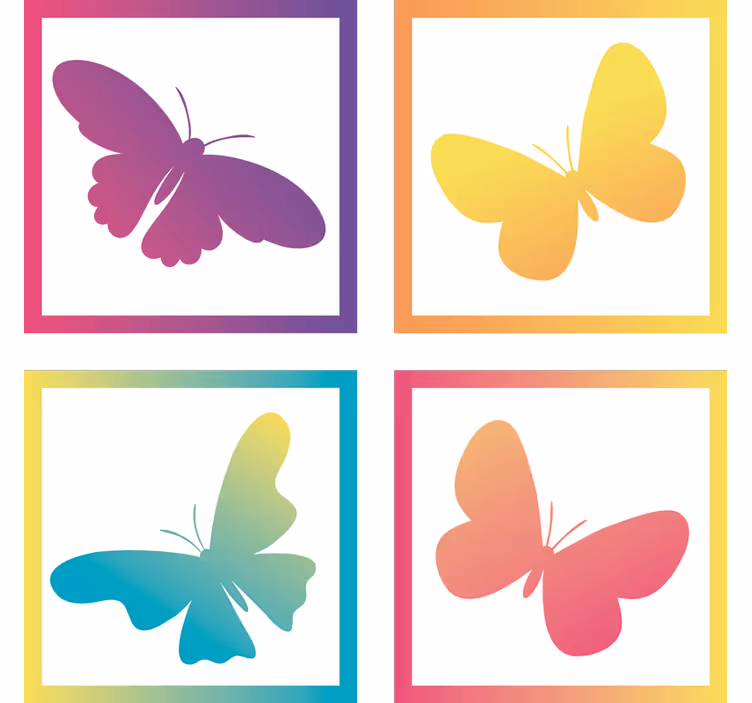 Untersetzer modern schmetterlingssilhouetten in farben - TenStickers