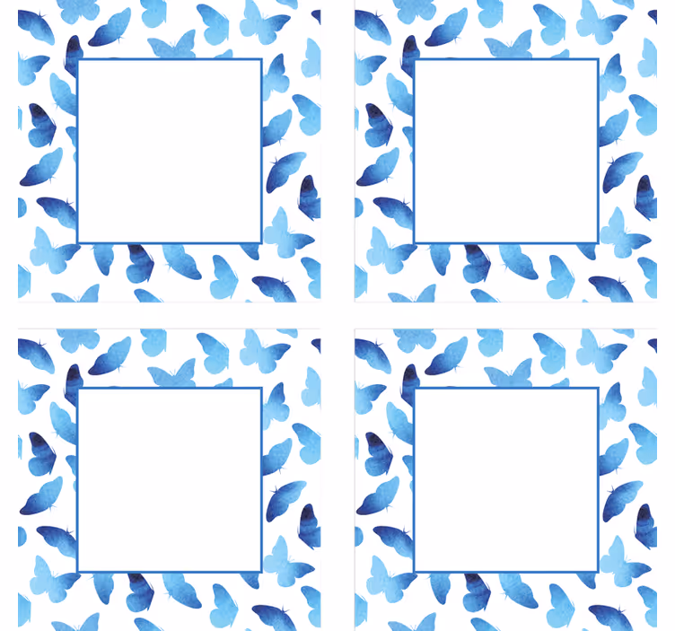Untersetzer personalisiert schmetterlingsmuster blaue rahmen - TenStickers