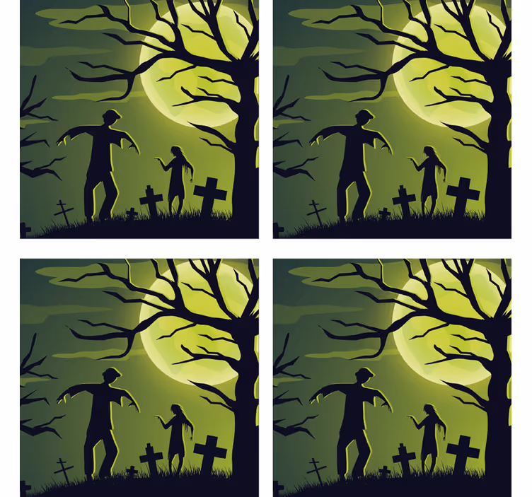 Untersetzer halloween zombies im mondlicht - TenStickers