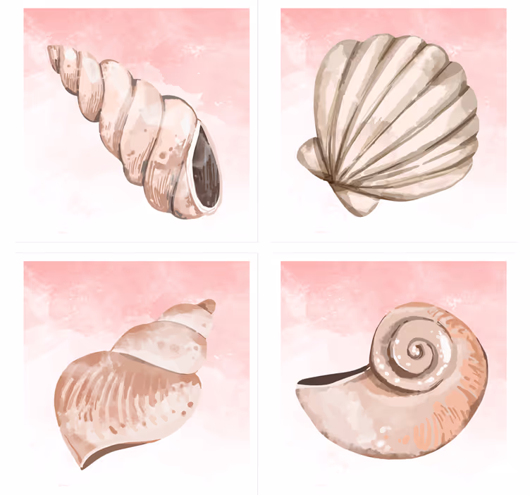 Untersetzer modern muscheln mit pinkem farbklecks - TenStickers