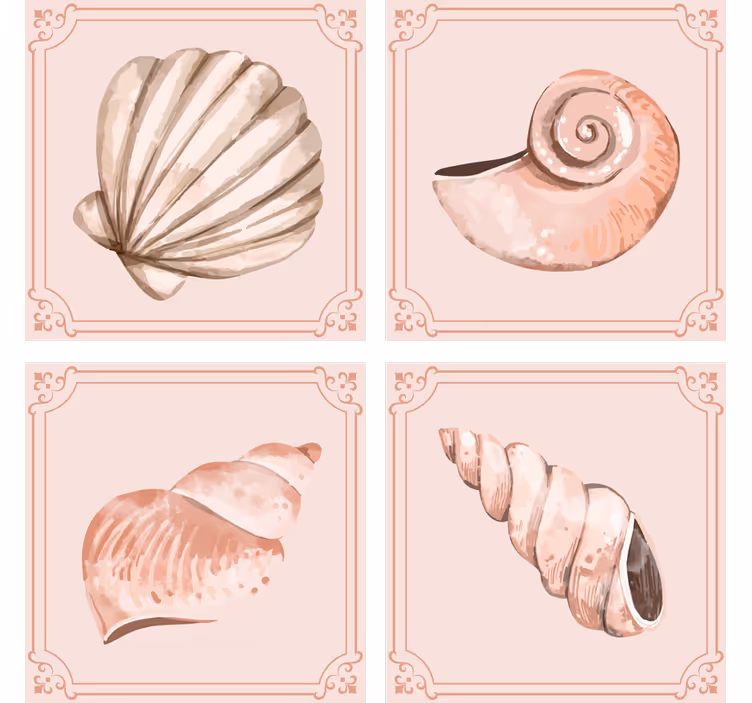 Vintage untersetzer mit stilvollen muschelillustrationen - TenStickers