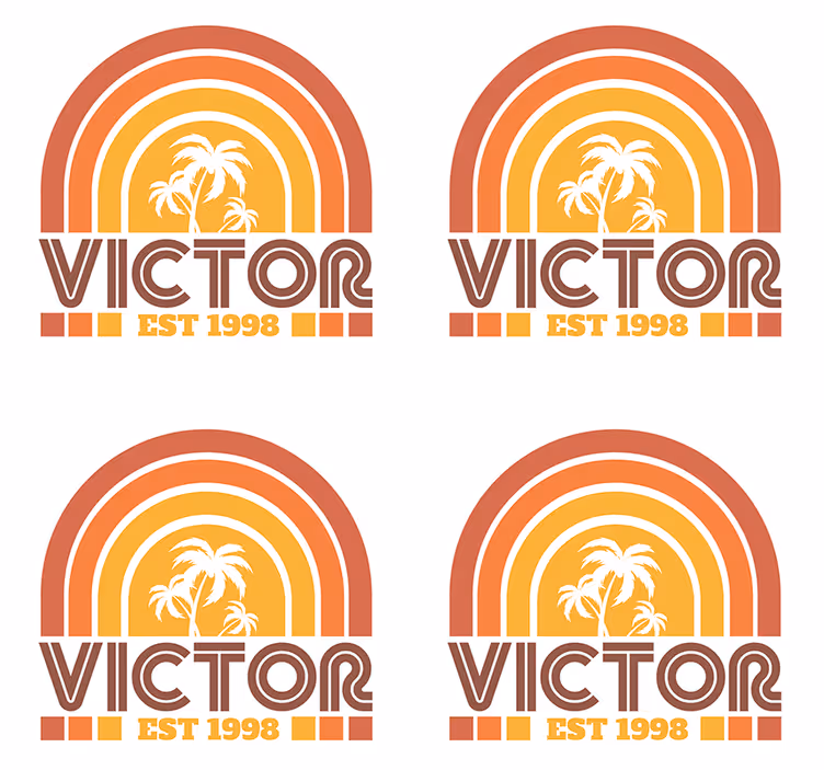 Untersetzer personalisiert retro palmenbaum emblem - TenStickers