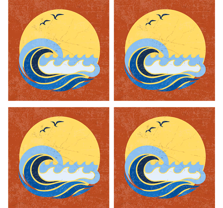 Untersetzer geek mit sonnenuntergangs-wellen-design - TenStickers