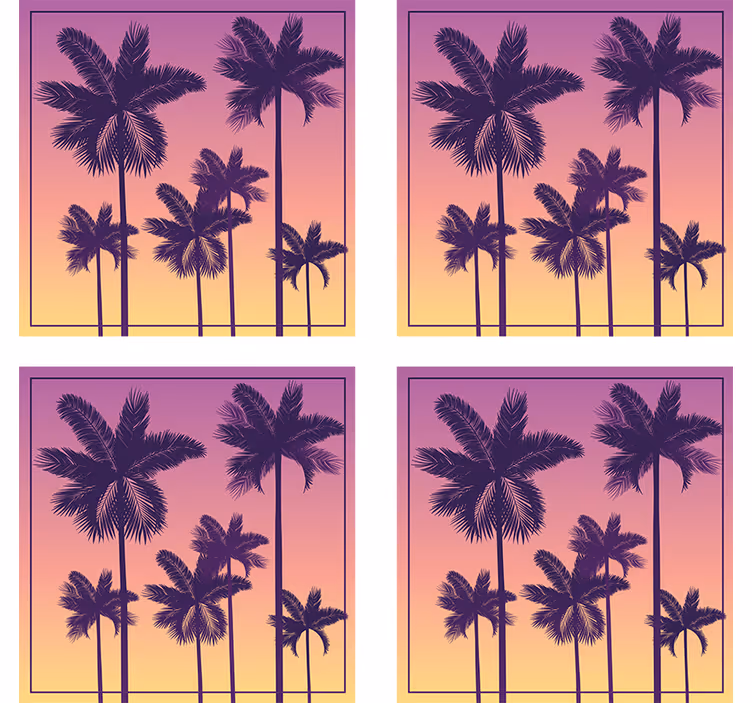 Untersetzer mit silhouettierten palmen - TenStickers