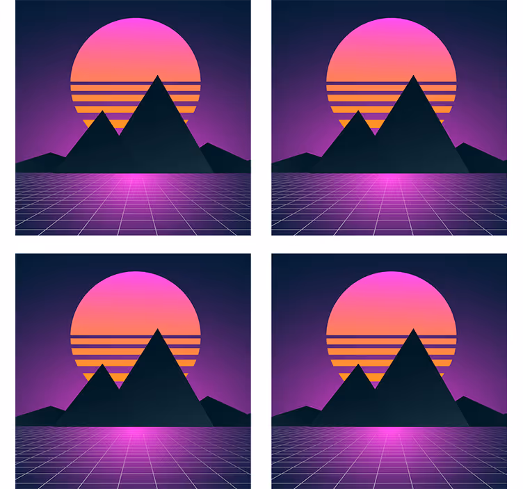 Untersetzer modern geometrischer berg sonnenuntergang - TenStickers