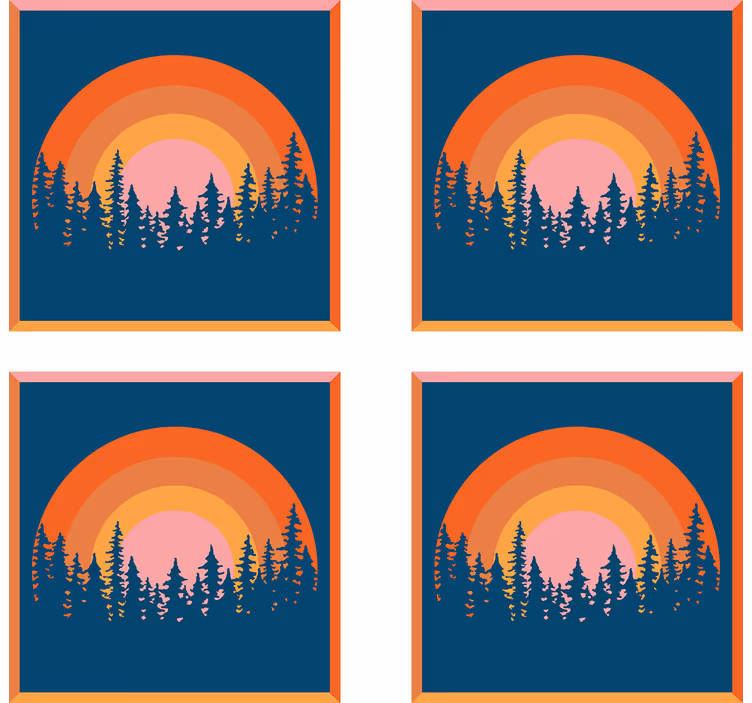 Untersetzer modern sonnenuntergang im wald - TenStickers