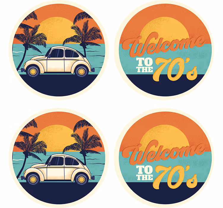 Vintage untersetzer mit retro küstenszene - TenStickers
