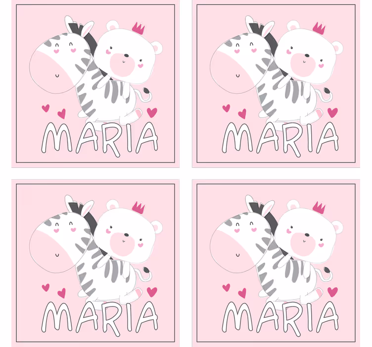 Untersetzer personalisiert zebra-bär duo - TenStickers