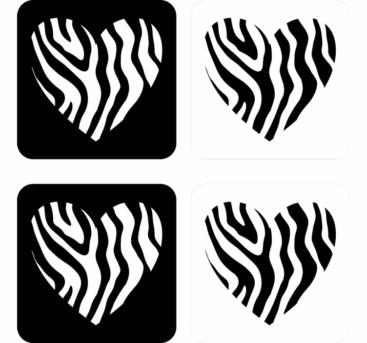 Untersetzer geek herzform mit zebra-muster - TenStickers