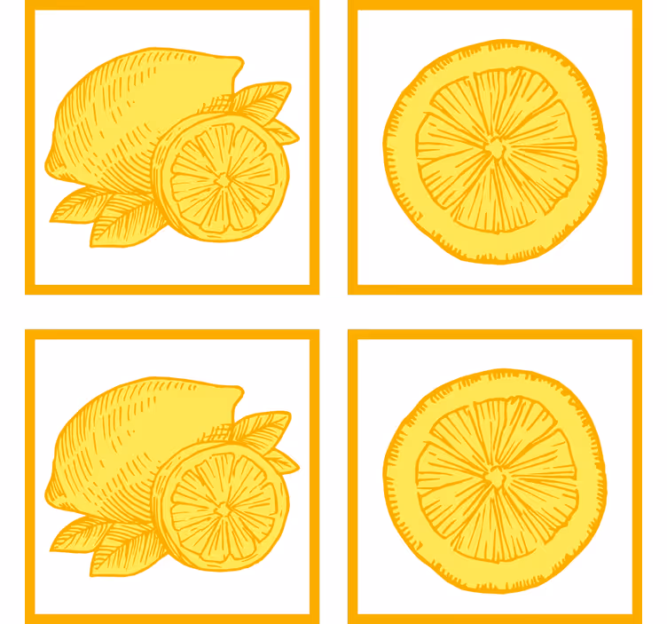 Untersetzer mit illustrationen von zitrusfrüchten - TenStickers