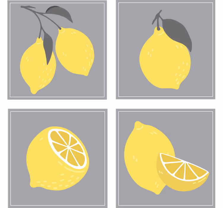 Untersetzer set mit zitronenillustrationen - TenStickers