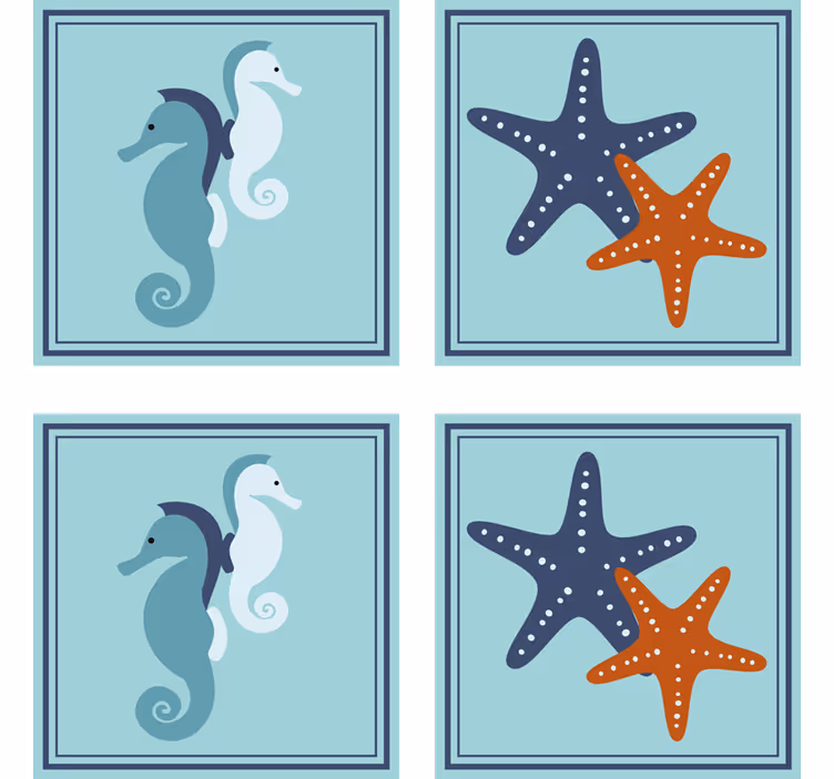 Vintage untersetzer mit seepferdchen und sternenmustern - TenStickers