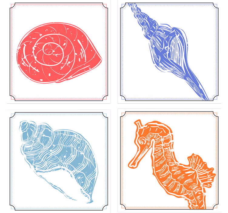 Untersetzer geek mit seepferdchen und muschel illustrationen - TenStickers