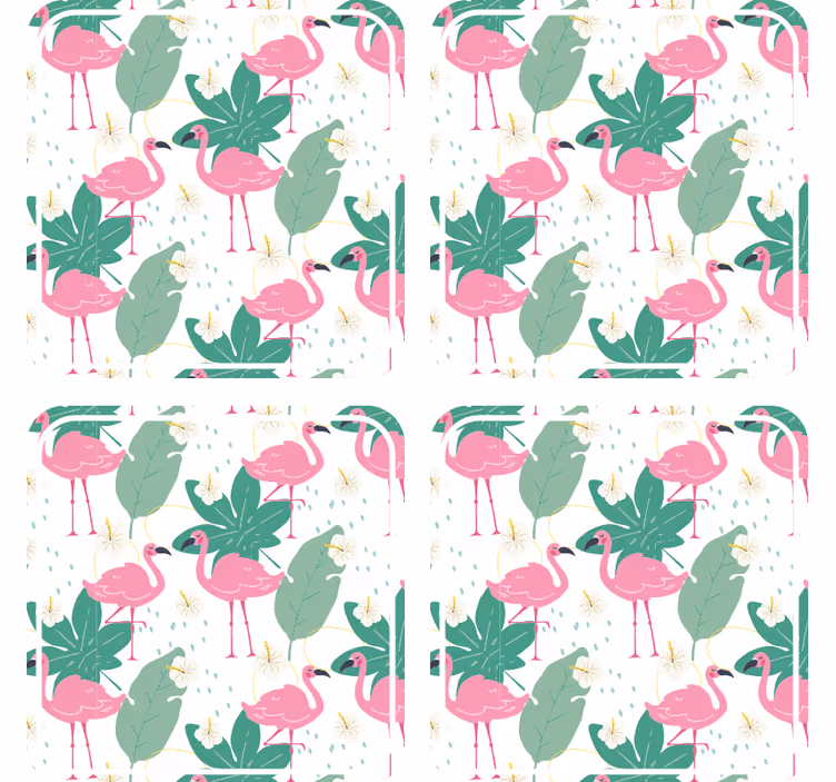 Untersetzer geek flamingo-muster mit blättern - TenStickers