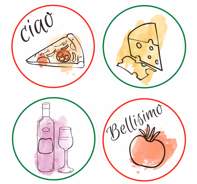 Untersetzer personalisiert mit essens- und getränkemotiven - TenStickers