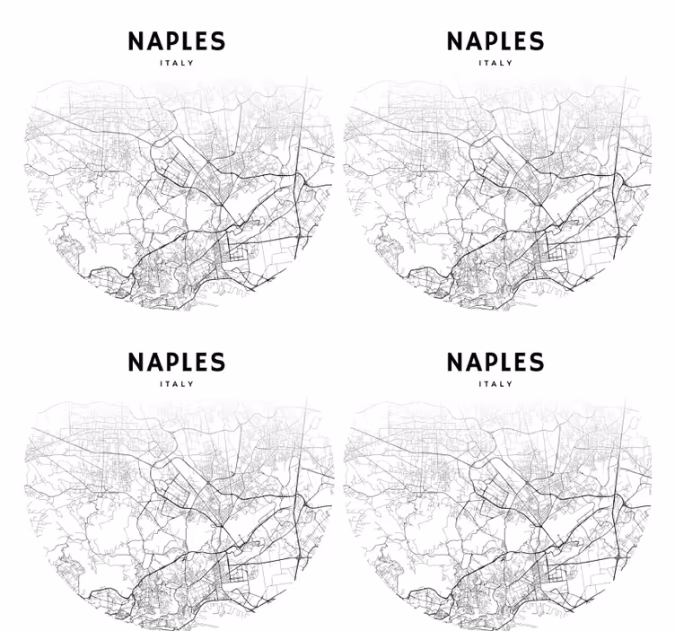 Untersetzer personalisiert stadtplan umriss von neapel - TenStickers