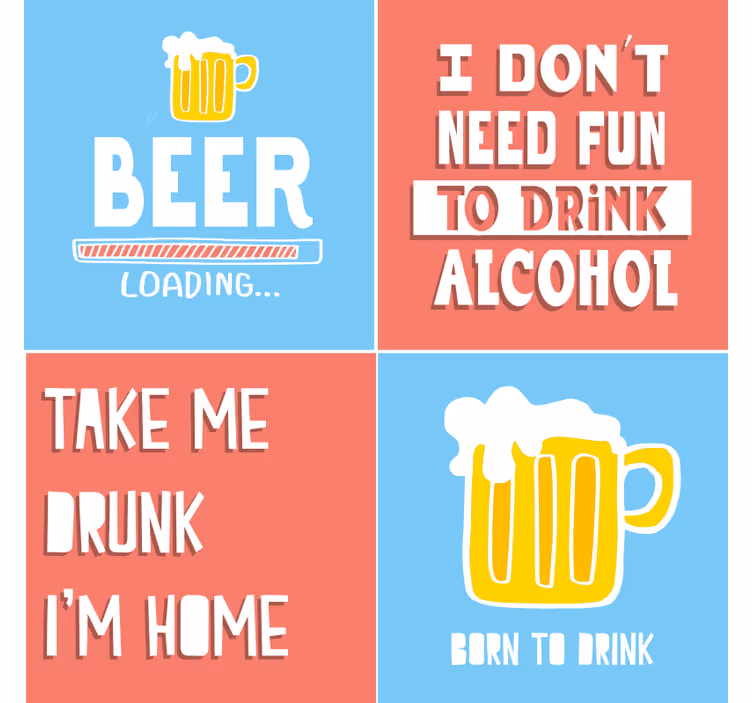 Bierdeckel mit lustigen getränkezitaten - TenStickers