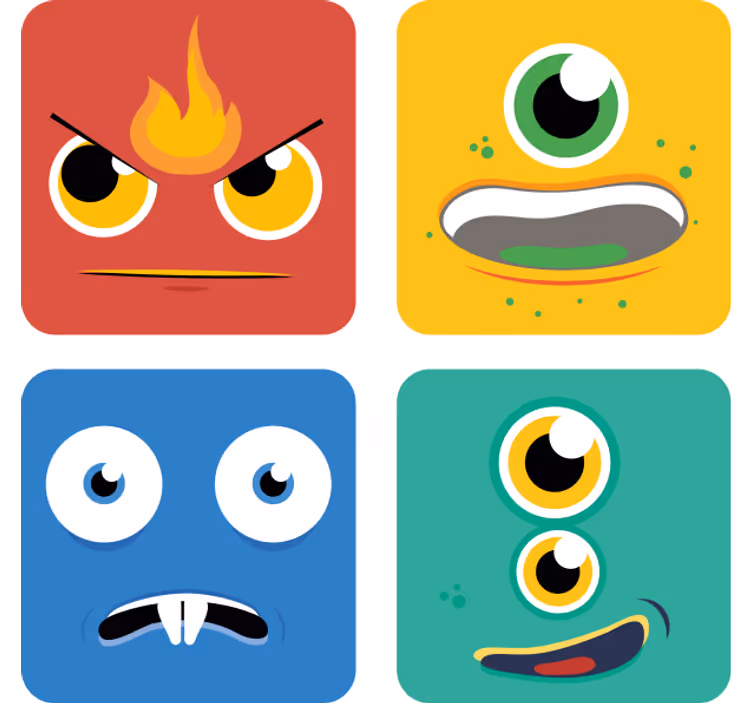 Untersetzer geek bunte monster gesichter - TenStickers