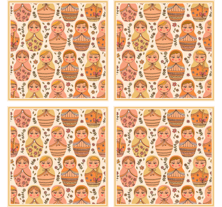 Untersetzer geek mit buntem matroschka-muster - TenStickers