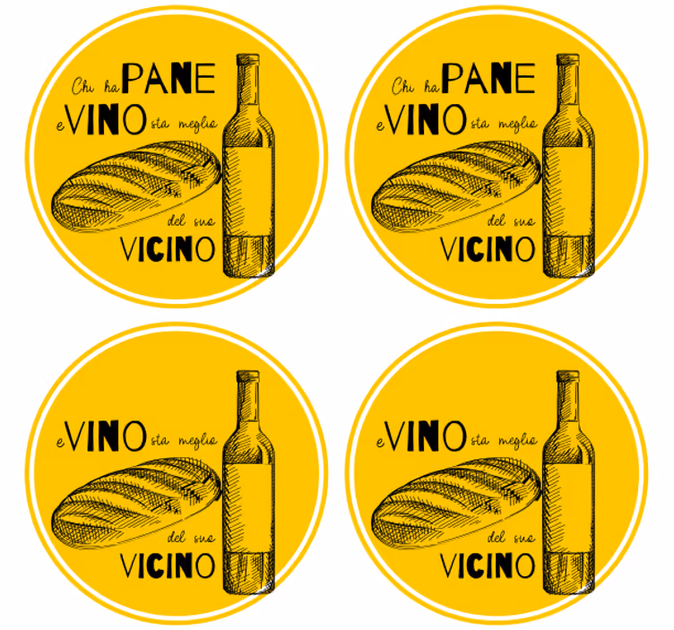 Untersetzer personalisiert weinflasche und brot - TenStickers