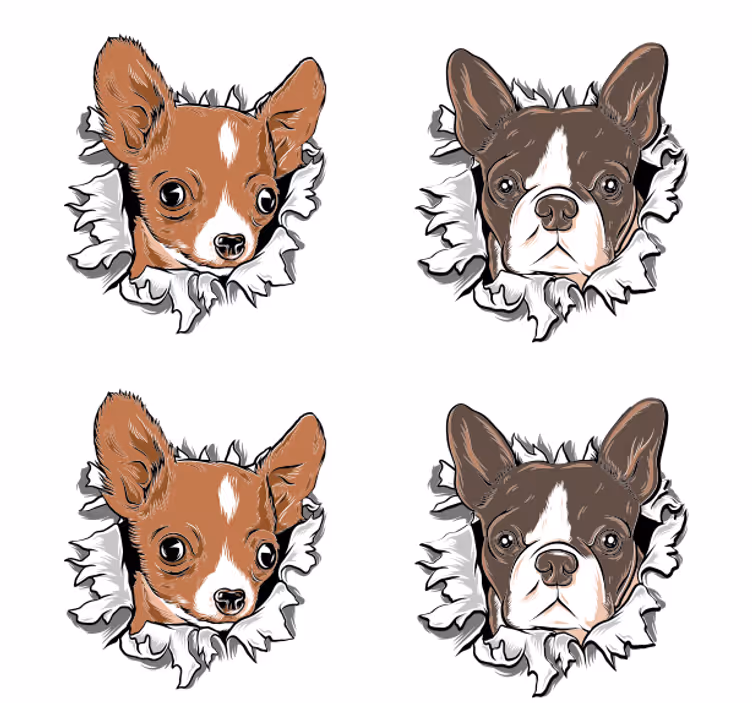 Untersetzer geek chihuahua und bulldoggen gesichter - TenStickers