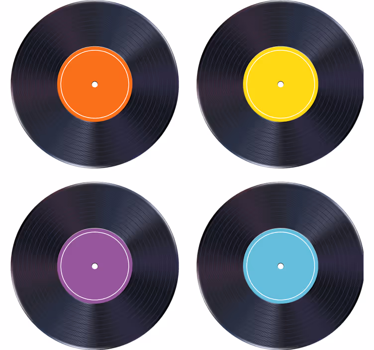 Vintage untersetzer mit bunten schallplatten - TenStickers