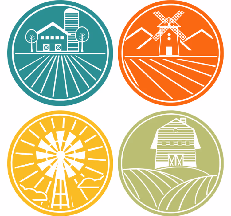 Vintage untersetzer mit ländlichen runden motiven - TenStickers