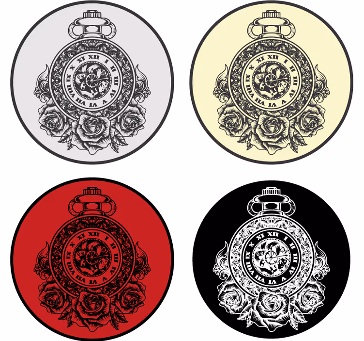Vintage untersetzer mit rosen und taschenuhr - TenStickers