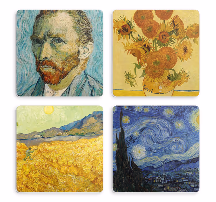 Vintage Untersetzer vincents porträt und sonnenblumen - TenStickers