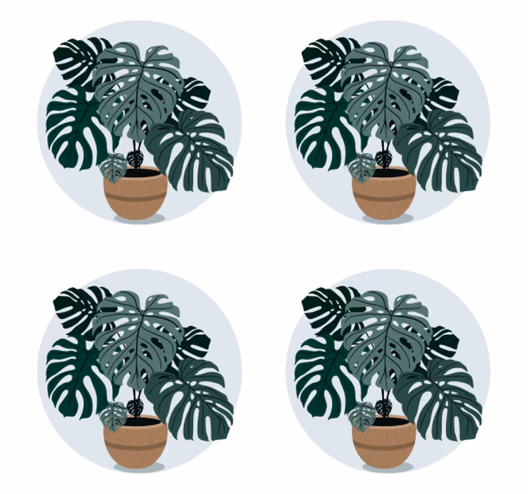 Untersetzer modern mit monstera pflanzenillustration - TenStickers