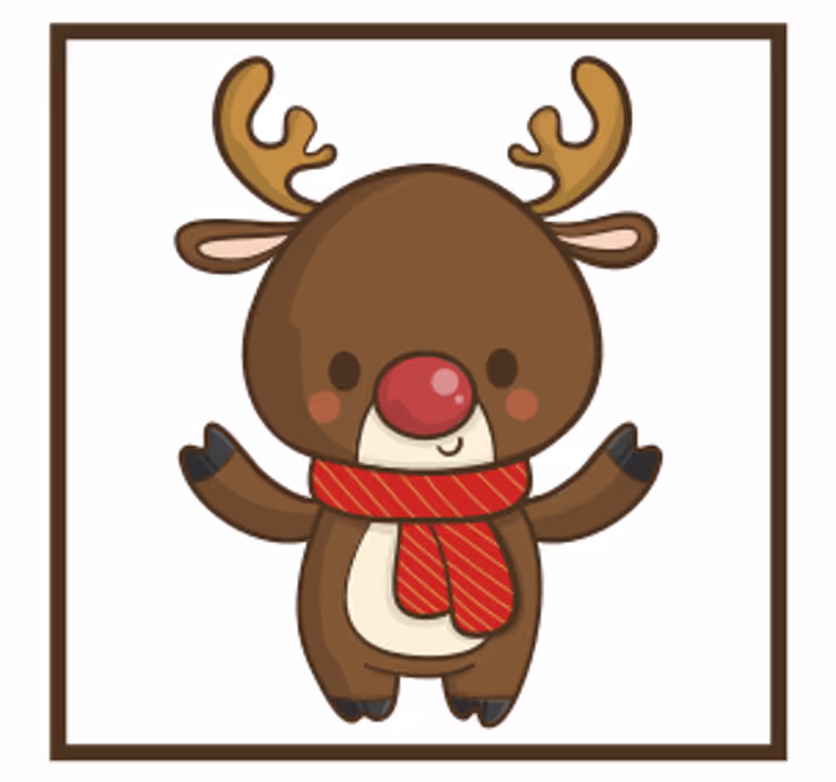 Untersetzer weihnachten fröhliches rentier mit schal - TenStickers