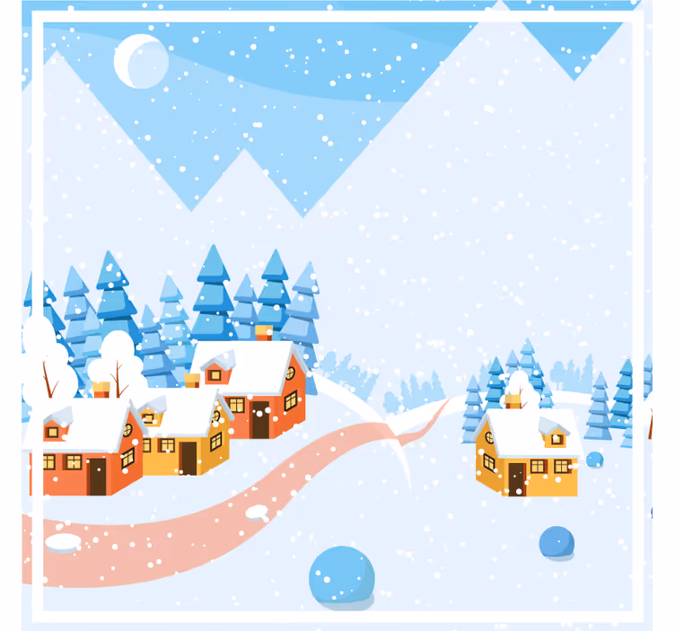 Untersetzer weihnachten schneeszenen im dorf - TenStickers