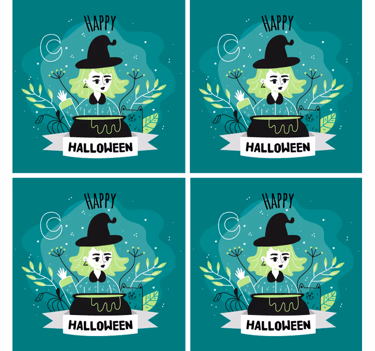 Untersetzer halloween hexe mit kessel - TenStickers