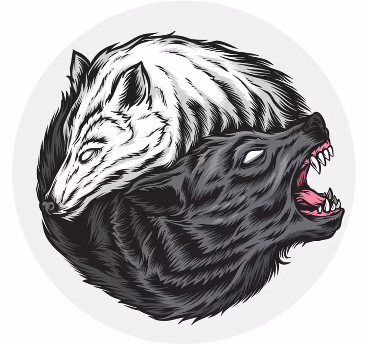 Untersetzer geek mit kontrastierenden wolfsköpfen - TenStickers