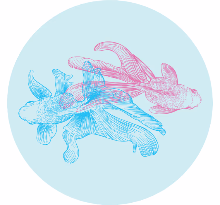Untersetzer geek mit zweifarbigen fischillustrationen - TenStickers