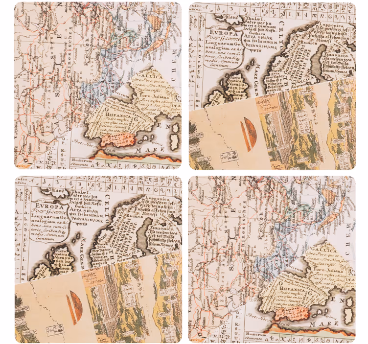 Vintage untersetzer mit alten kartenmotiven - TenStickers