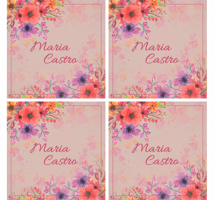 Untersetzer personalisiert mit floralen verzierungen - TenStickers