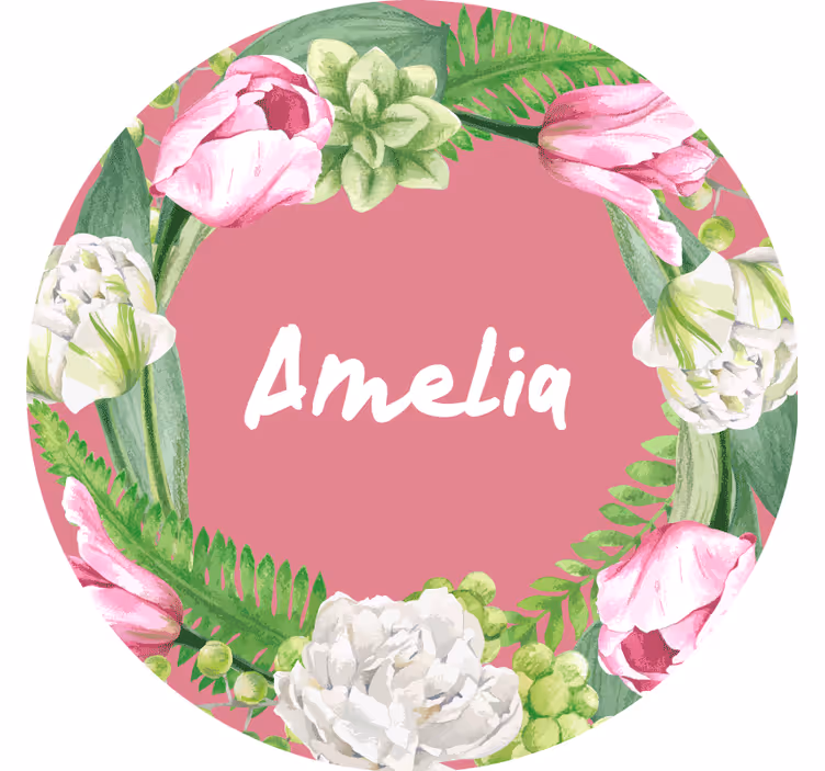 Untersetzer personalisiert mit rosa blumenkranz - TenStickers