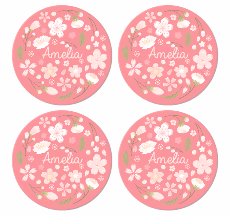 Untersetzer personalisiert Kirschblüten mit Namen - TenStickers