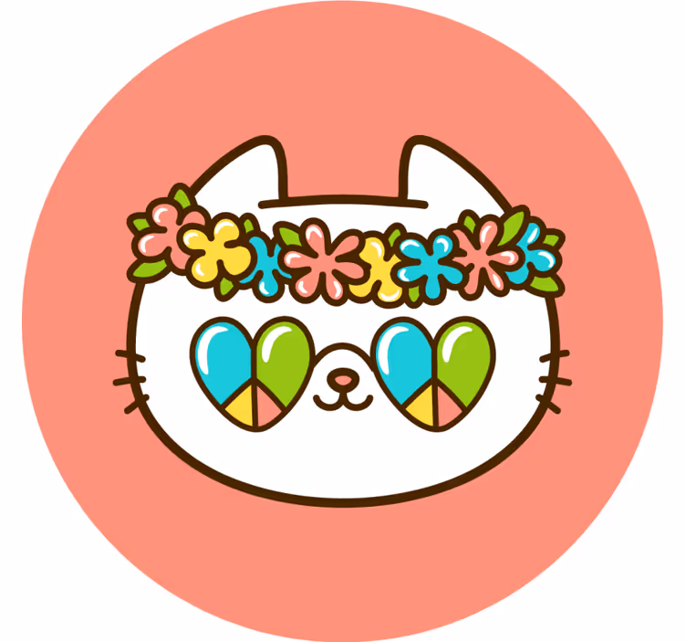 Untersetzer geek blütenkranz katze - TenStickers