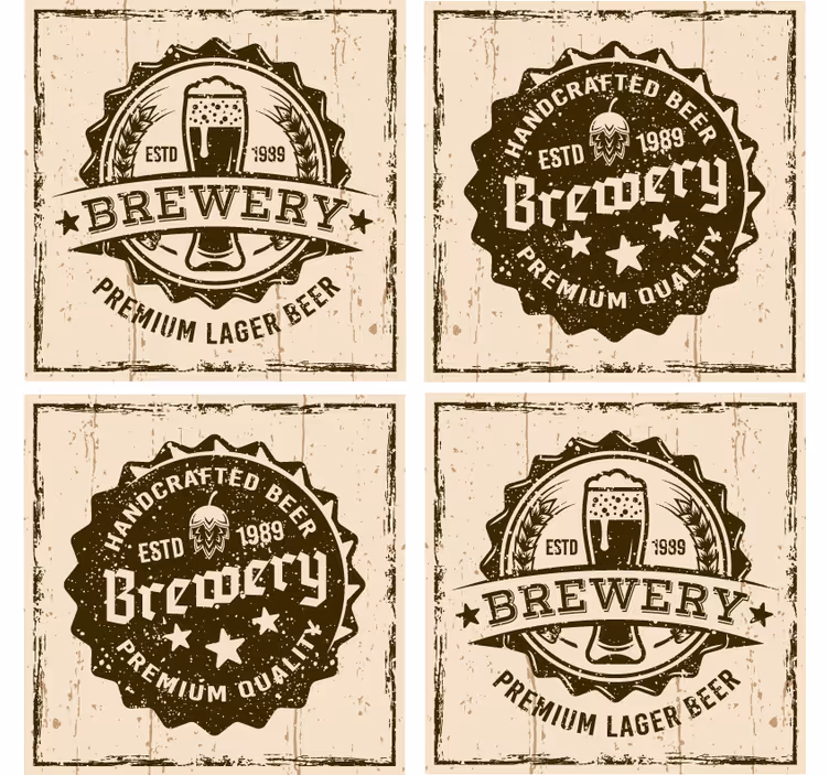Bierdeckel im vintage-brauerei-abzeichen-design - TenStickers
