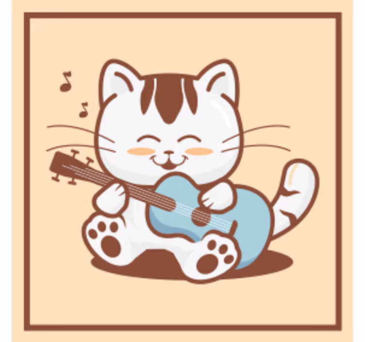 Untersetzer geek verspielte katze mit gitarre - TenStickers
