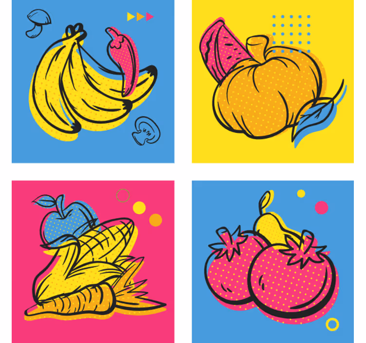 Untersetzer modern mit bunten fruchtillustrationen - TenStickers