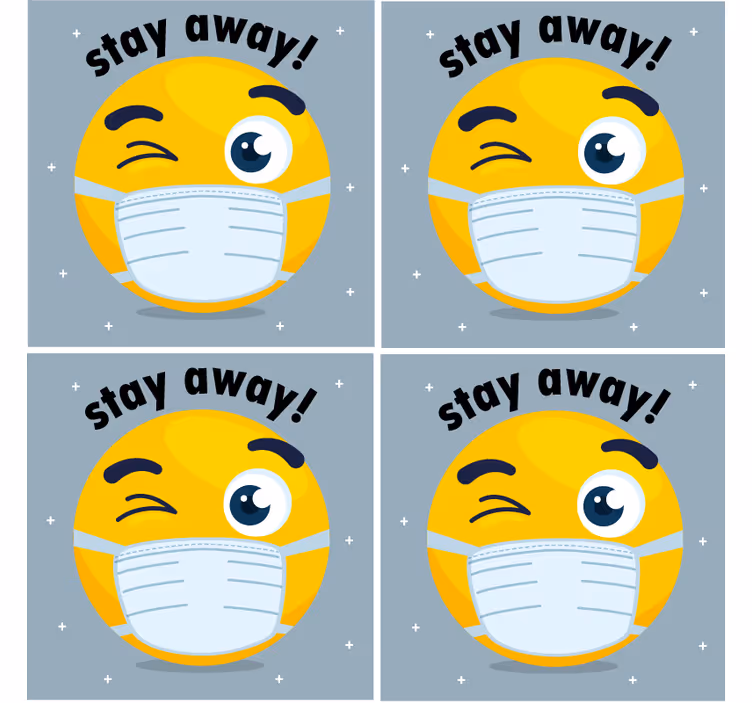 Untersetzer mit zwinkerndem emoji in maske - TenStickers