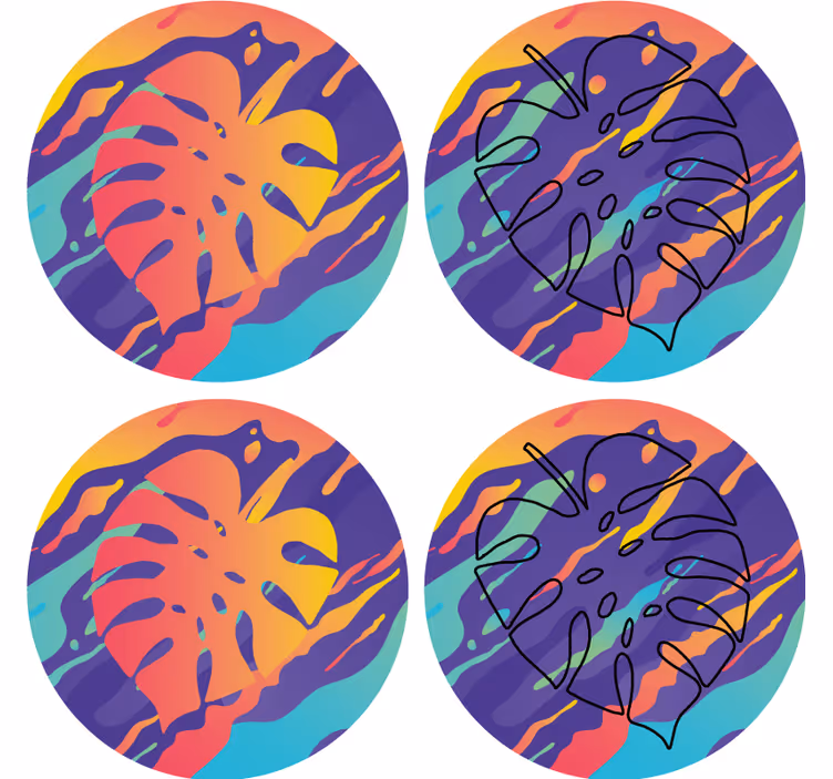 Untersetzer mit bunten blattmustern - TenStickers