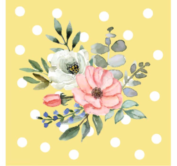 Untersetzer modern mit blumenmuster und punkten - TenStickers